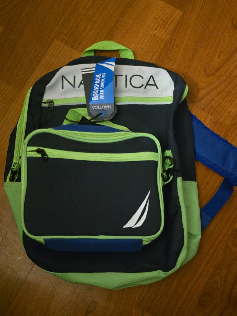 Nautica Black & Lime Green Backpack